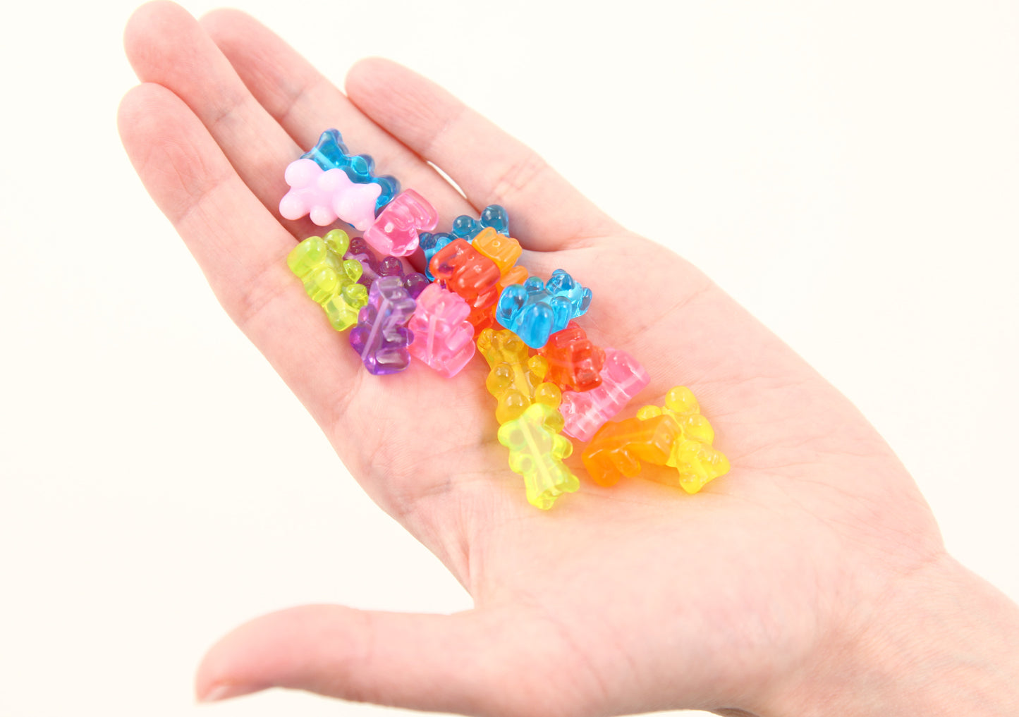 Gummy Bear Beads - 17mm Fake Gummy Bears with Hole for Stringing - Fake Candy Resin Beads - 16 pc set