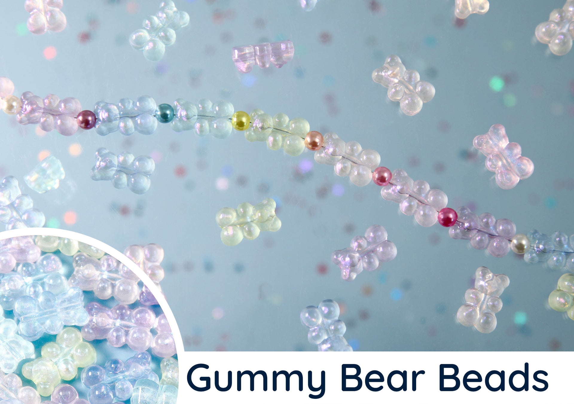 Pastel Gummy Bear Beads - 18mm Pastel Opaque Fake Gummy Bears with Hol