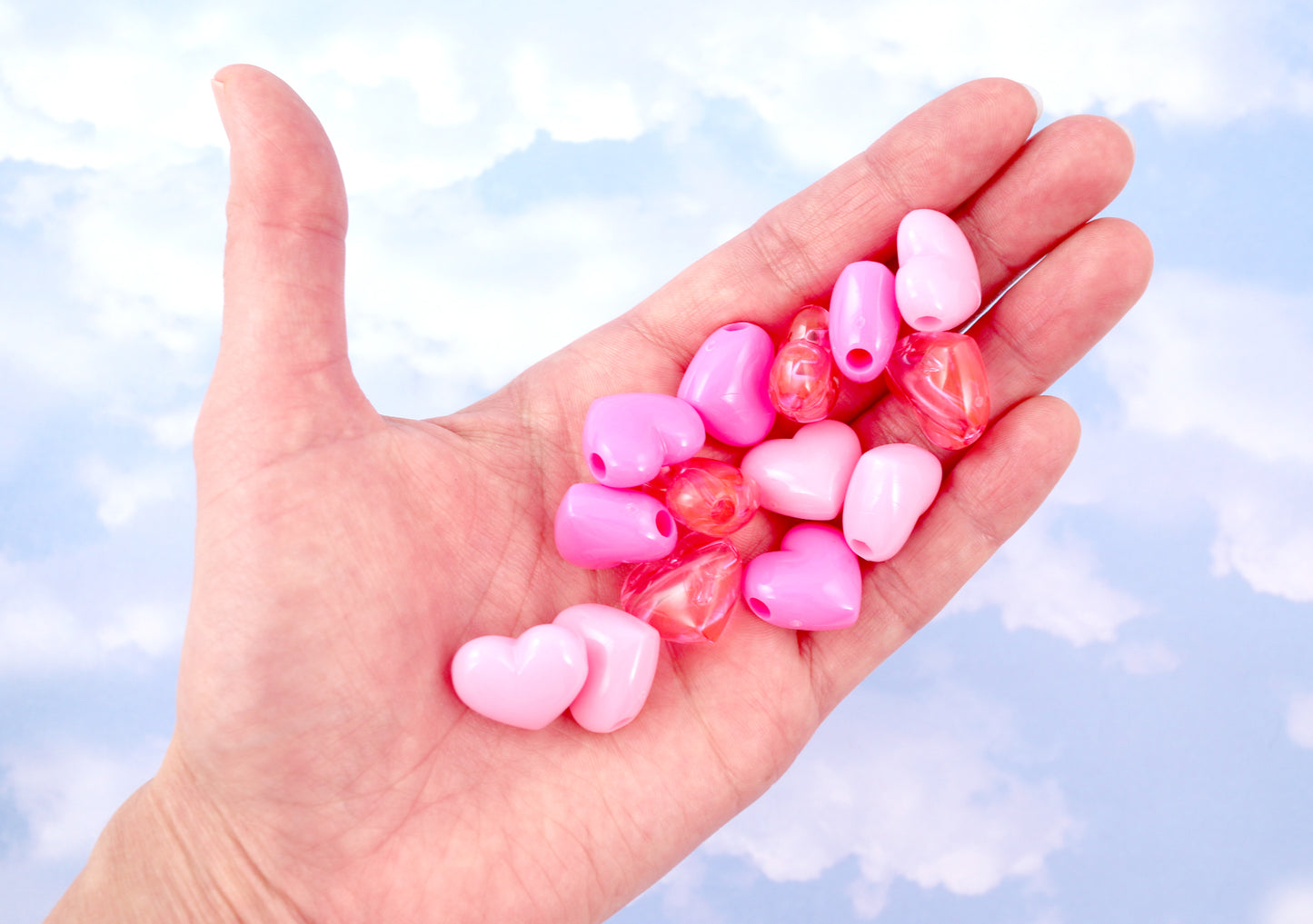 17mm Classic Puffy Heart Acrylic or Resin Beads - 24 pcs set