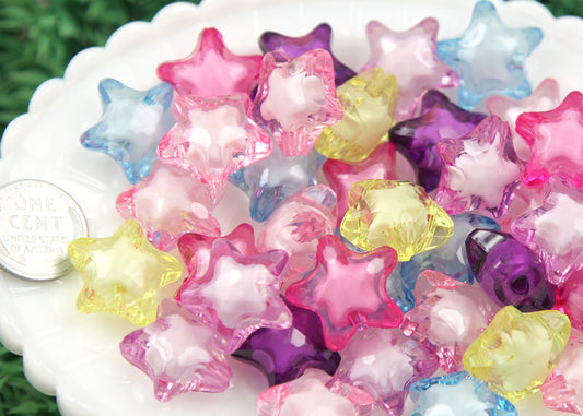 20mm Colorful Shooting Star Resin or Acrylic Beads - 24 pc set