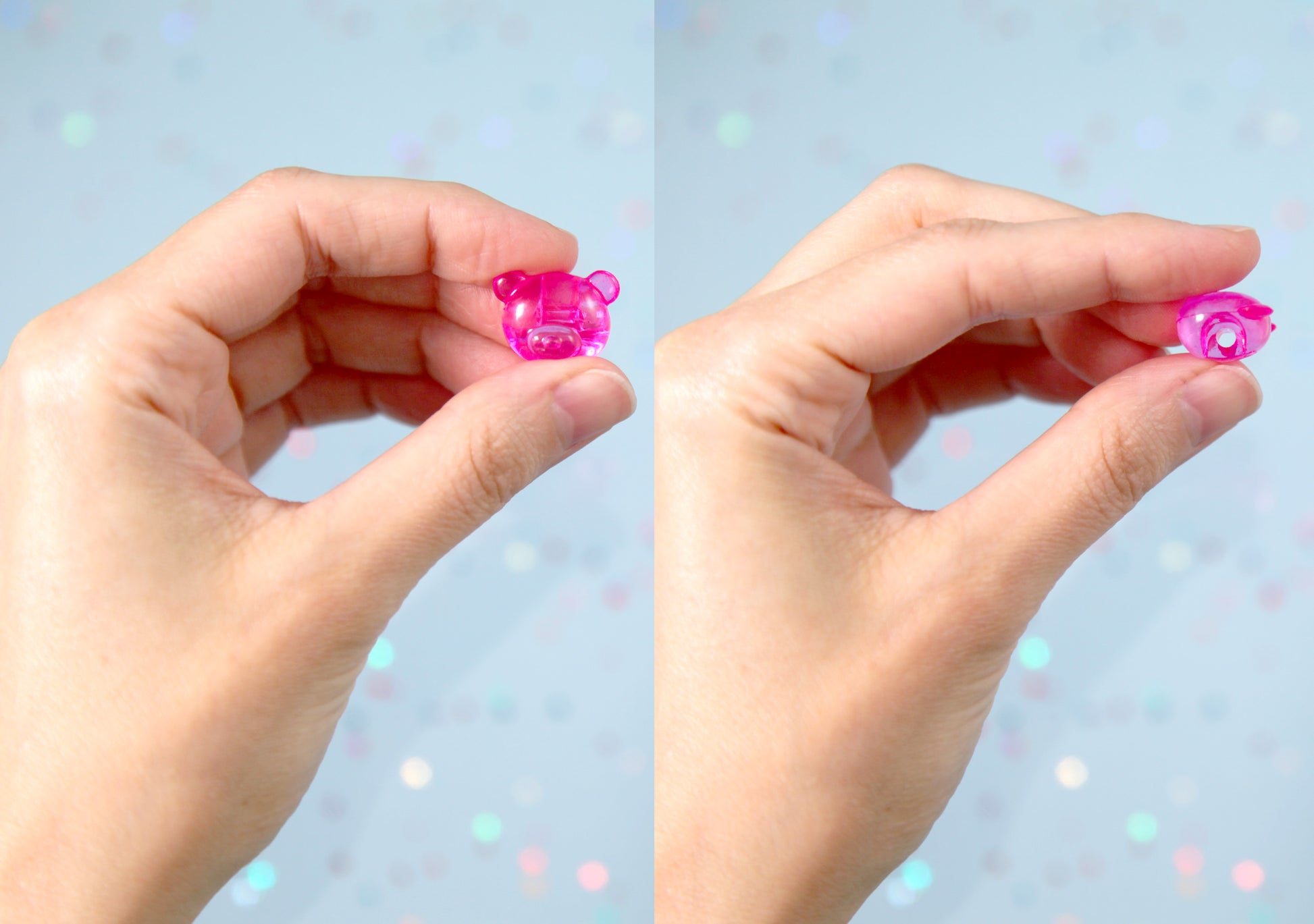50 Mixed Color Transparent Acrylic Gummy Bear Beads 19mm