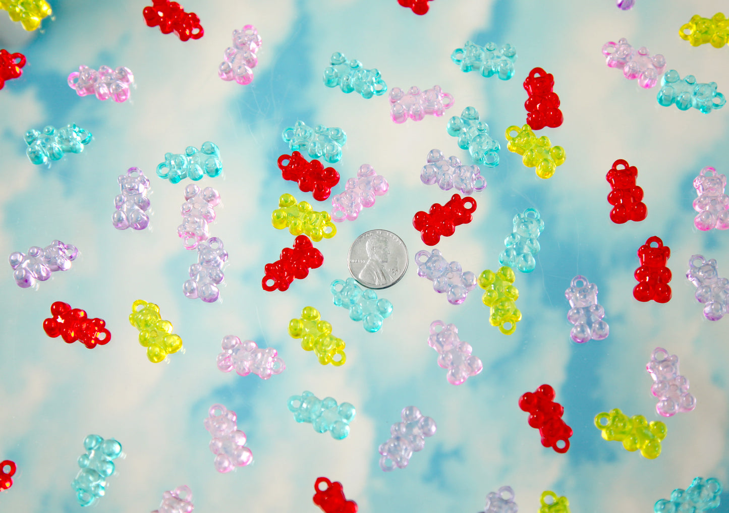 Fake Gummy Bear Charms - 20mm Fake Gummy Bears with Charm Loop - Fake Candy Resin or Plastic Charms - 40 pc set