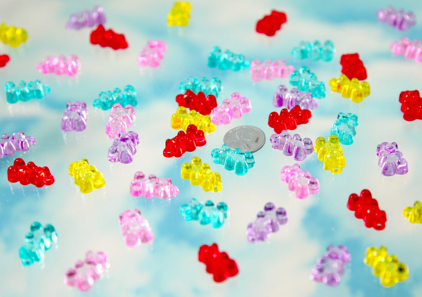 Fake Gummy Bear Charms - 20mm Fake Gummy Bears with Charm Loop - Fake Candy Resin or Plastic Charms - 40 pc set