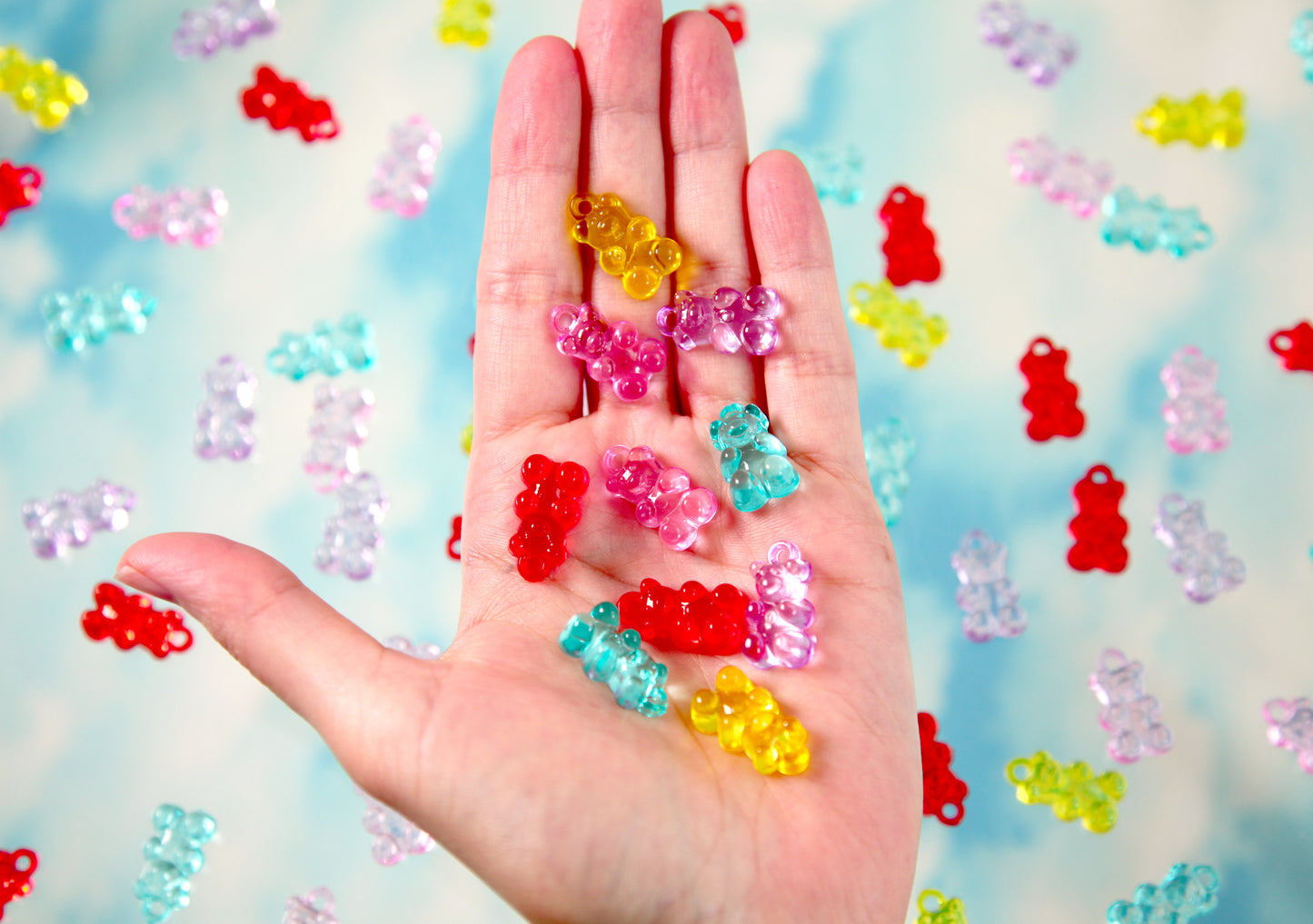 Fake Gummy Bear Charms - 20mm Fake Gummy Bears with Charm Loop - Fake Candy Resin or Plastic Charms - 40 pc set