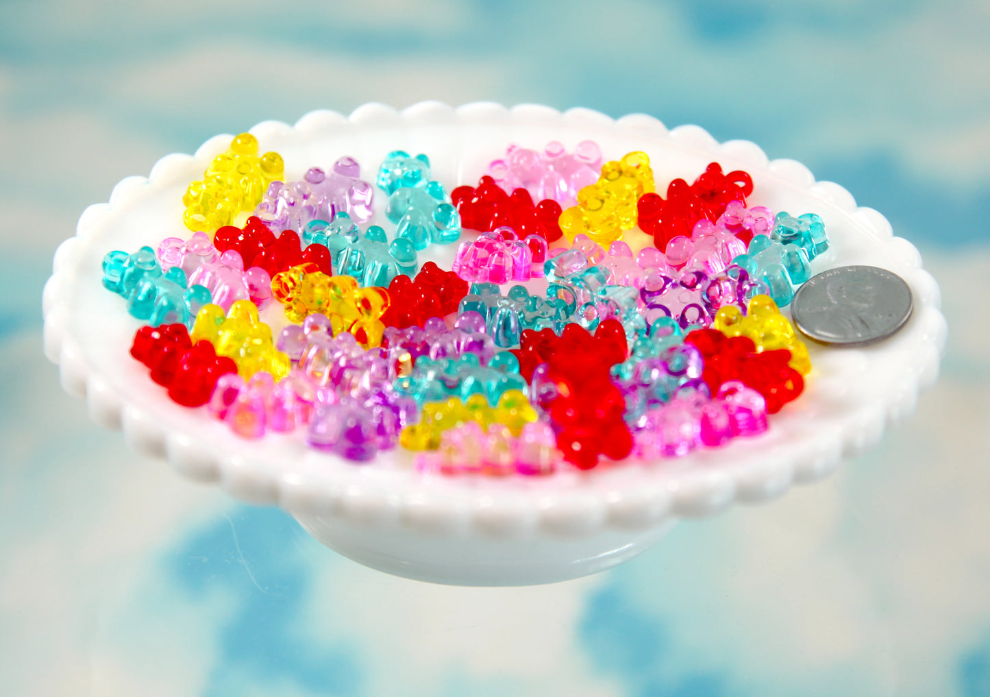 Fake Gummy Bear Charms - 20mm Fake Gummy Bears with Charm Loop - Fake Candy Resin or Plastic Charms - 40 pc set