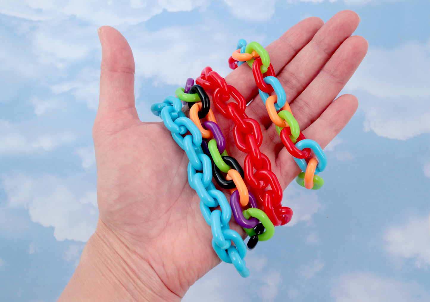 Plastic Chain Links - 20mm Deep Dark Colors Plastic or Acrylic Chain Links - Mixed Colors - 100 pc set