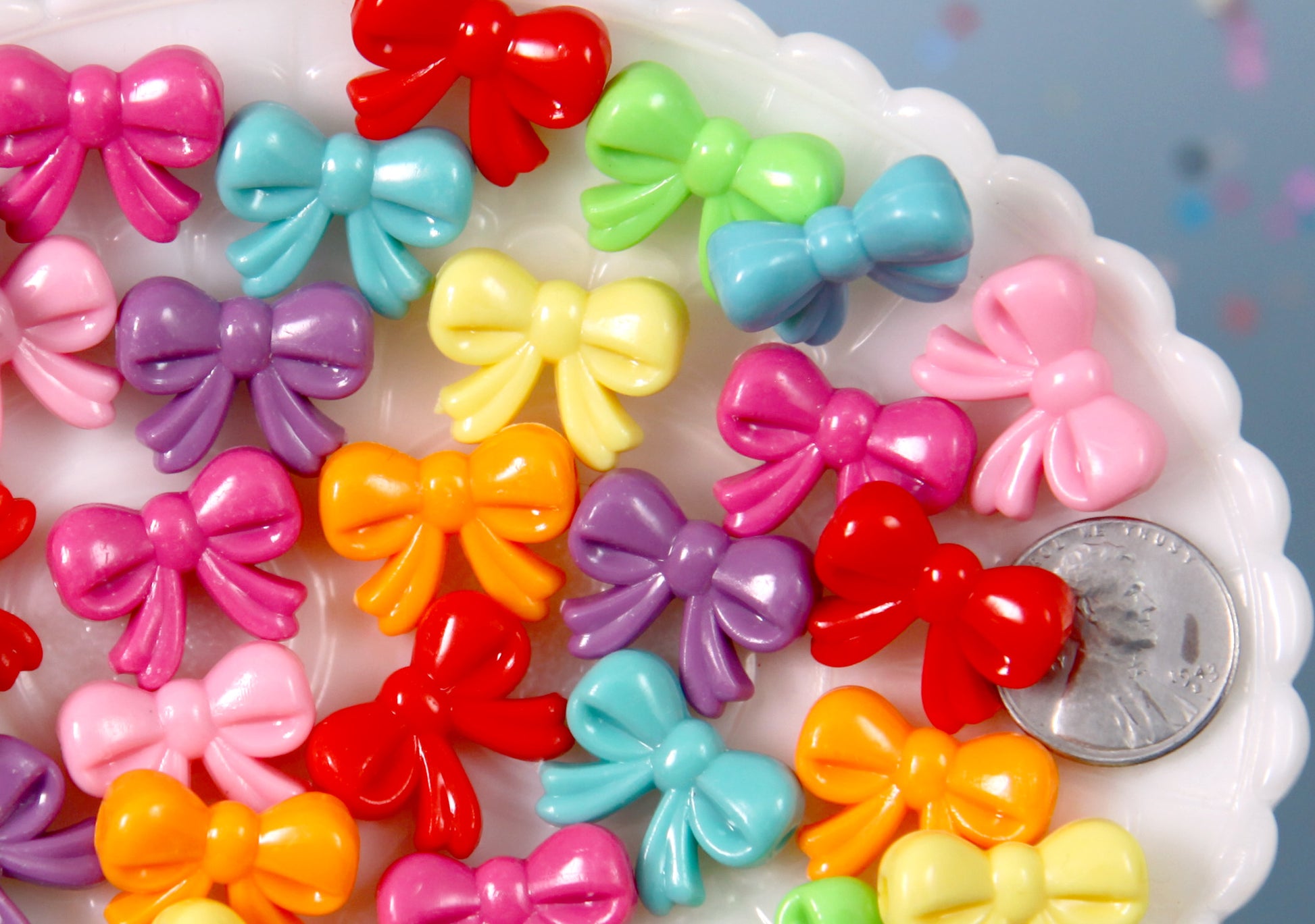 Acrylic Beads - 20mm Small Colorful Bow or Ribbon Shape Acrylic or Res