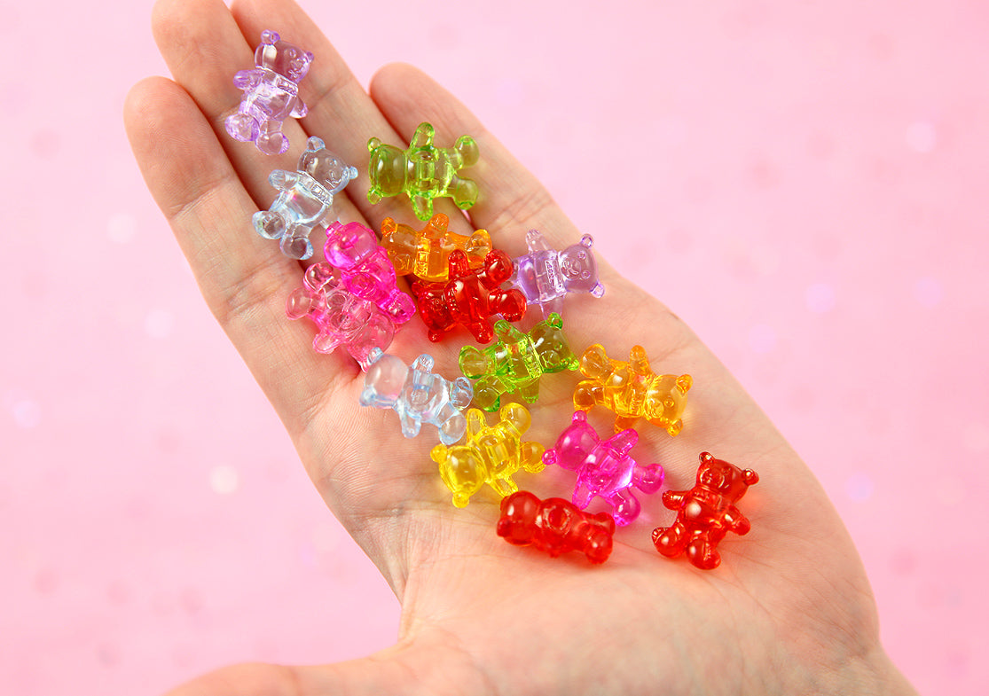 Teddy Bear Beads - 20mm Transparent Teddy Bear Bead Chunky Acrylic or Plastic Beads - 35 pc set