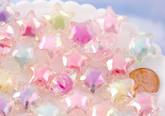 Pastel Star Beads - 20mm AB Pastel Shooting Star Resin or Acrylic Beads - 20 pc set