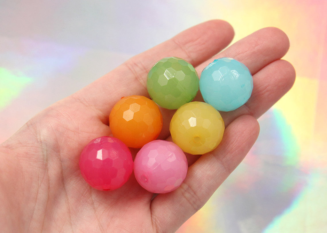 20mm Lovely Faceted Bright Color Jelly Gumball Bubblegum Resin Beads - 12 pc set