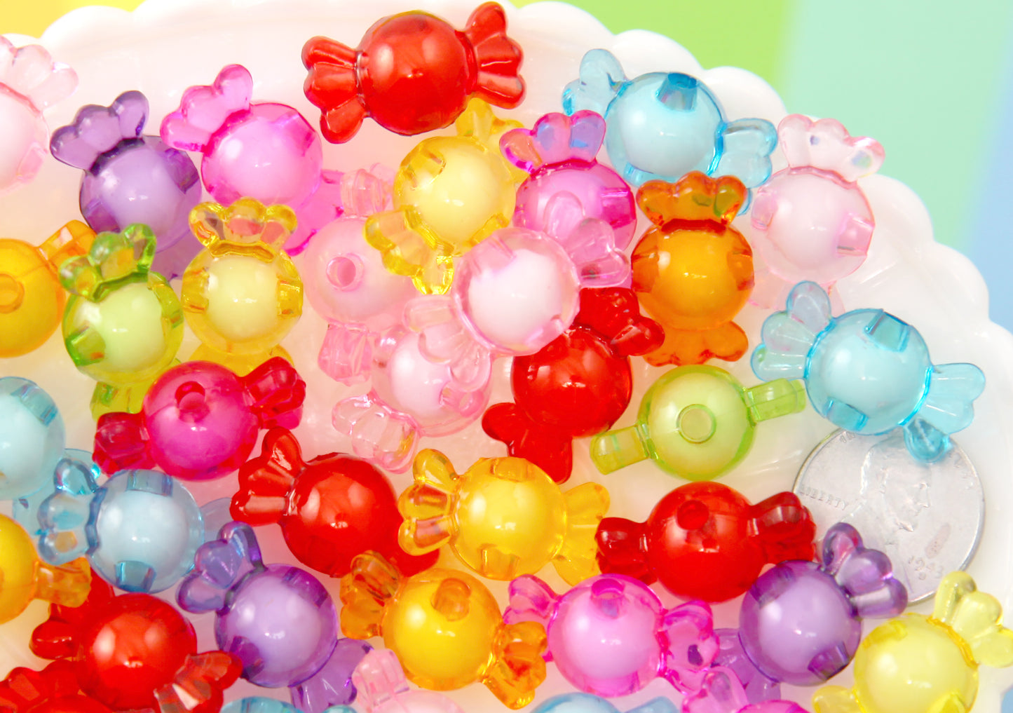 Candy Beads - 22mm Small Candy Shape Acrylic or Resin Beads - 30 pc set