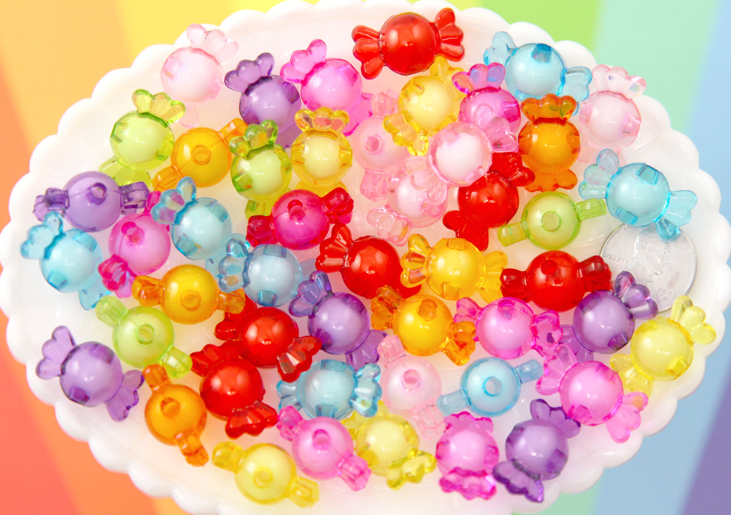 Candy Beads - 22mm Small Candy Shape Acrylic or Resin Beads - 30 pc set