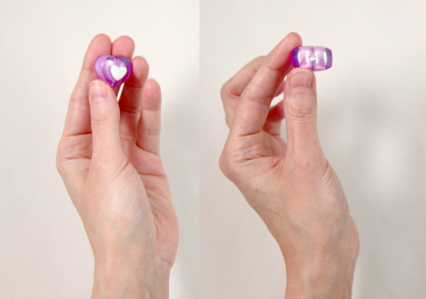 Heart Beads - 22mm Amazing AB Translucent Double Heart Acrylic or Resin Beads - 12 pcs set