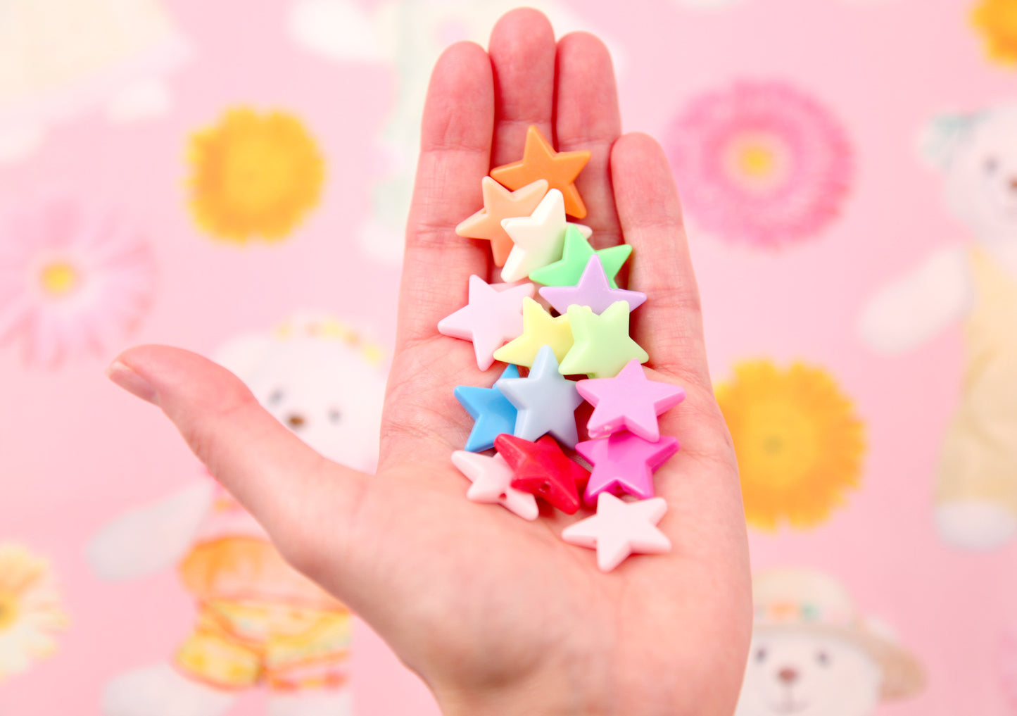 Big Star Beads - 22mm Big Colorful Plastic Star Bead Acrylic or Resin Beads - 30 pcs set