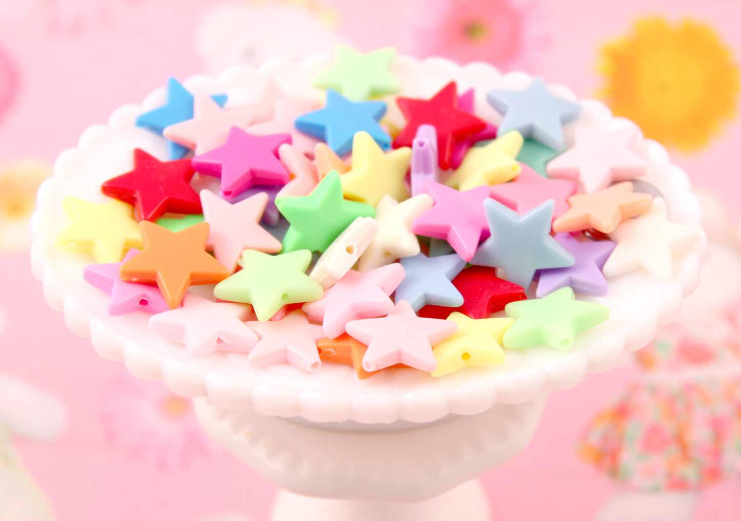 Big Star Beads - 22mm Big Colorful Plastic Star Bead Acrylic or Resin Beads - 30 pcs set