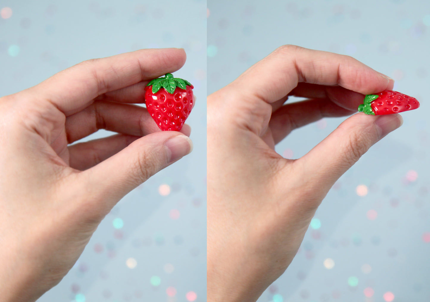 Strawberry Cabochons - 28mm Realistic Strawberry Flat backs Acrylic or Resin Flatback Cabochons - 6 pc set