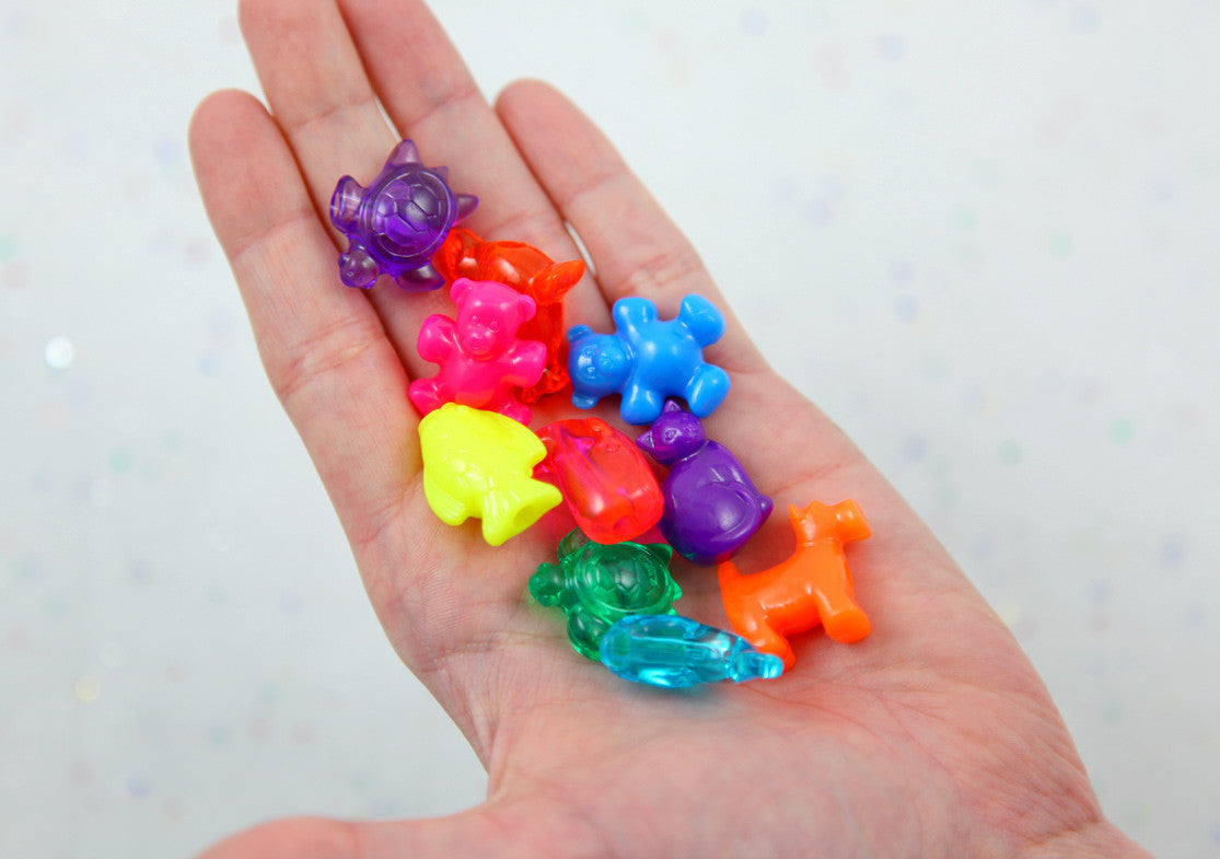 Animal Beads - 25mm Cute Marine Animals and Pets Shape Acrylic or Resin Beads - Cat, Dolphin, Whale, Bear, Turtle, Dog, Fish - 24 pc set