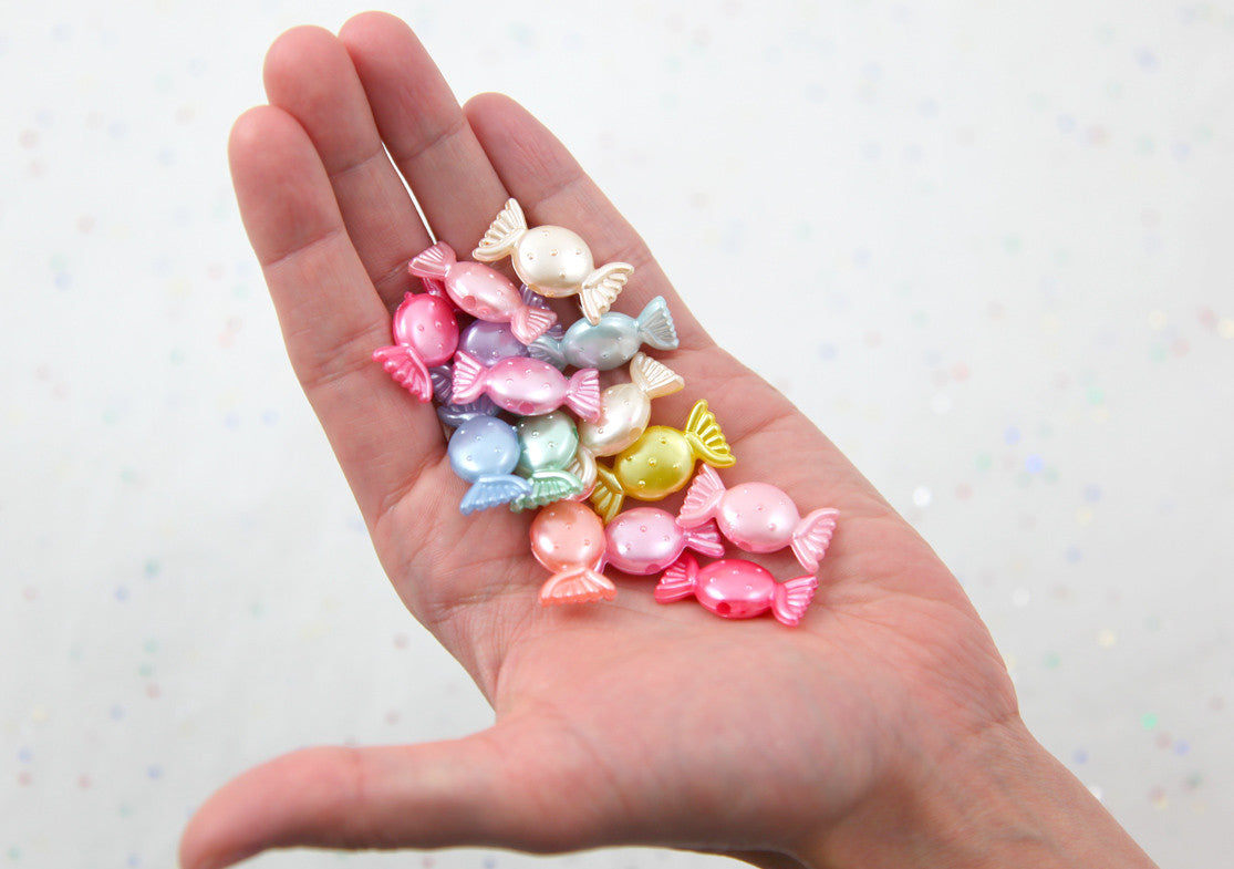 Candy Beads - 25mm Pearly Pastel Candy Shape Acrylic or Resin Beads - 45 pc set