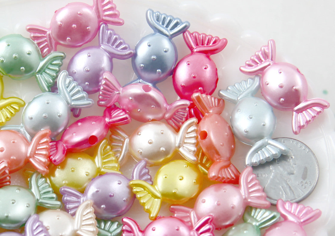 Candy Beads - 25mm Pearly Pastel Candy Shape Acrylic or Resin Beads - 45 pc set