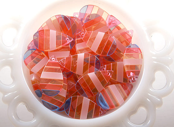 Striped Resin Charms - 16mm Pastel Stripe Teardrop Resin Charms or Pendants - 10 pc set