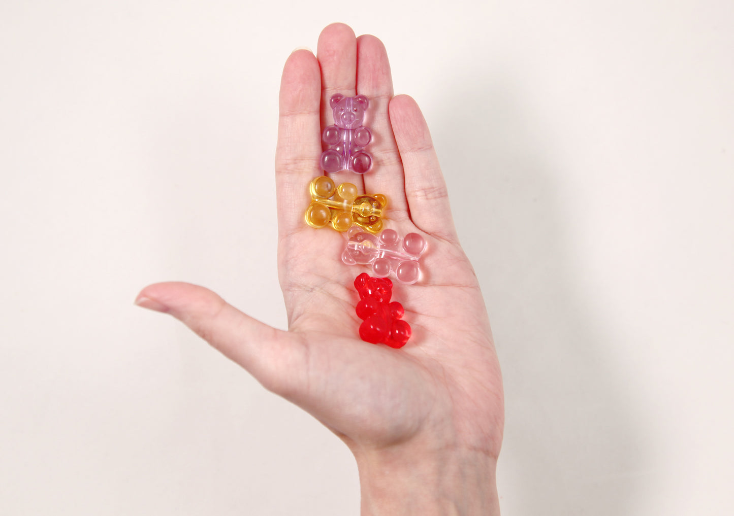 Big Gummy Bear Beads - 30mm Fake Gummy Bears with Hole for Stringing - Fake Candy Resin Beads - 21 pc set