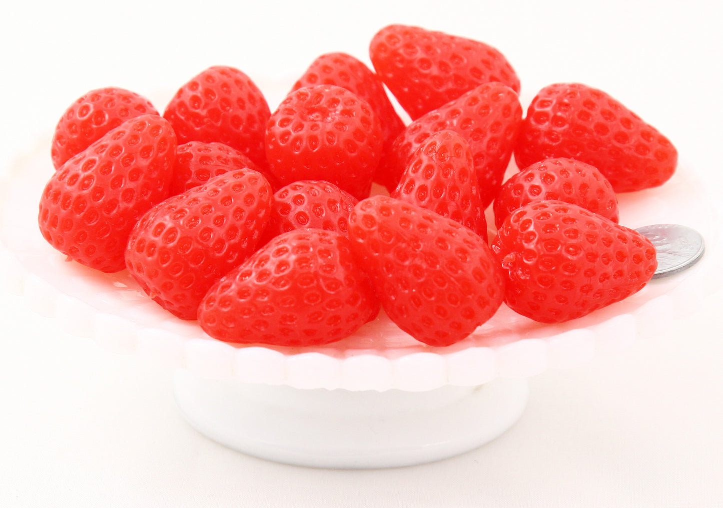 Fake Fruit - 30mm Big Fake Strawberries Soft Squishy Silicone Strawberry or Resin Cabochons - 4 pc set