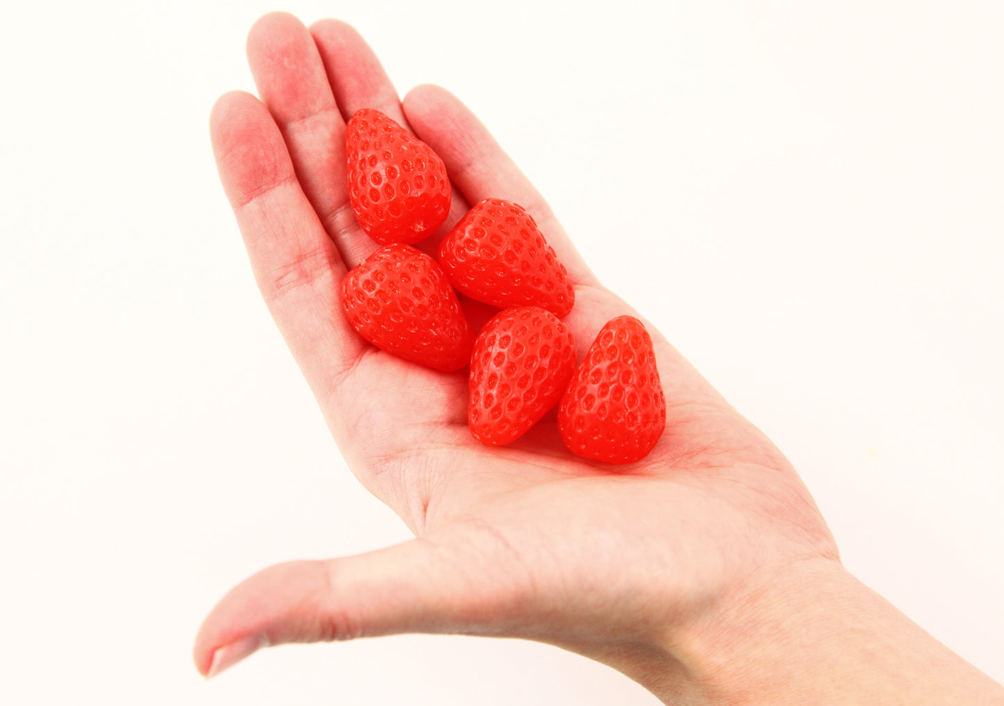 Fake Fruit - 30mm Big Fake Strawberries Soft Squishy Silicone Strawberry or Resin Cabochons - 4 pc set