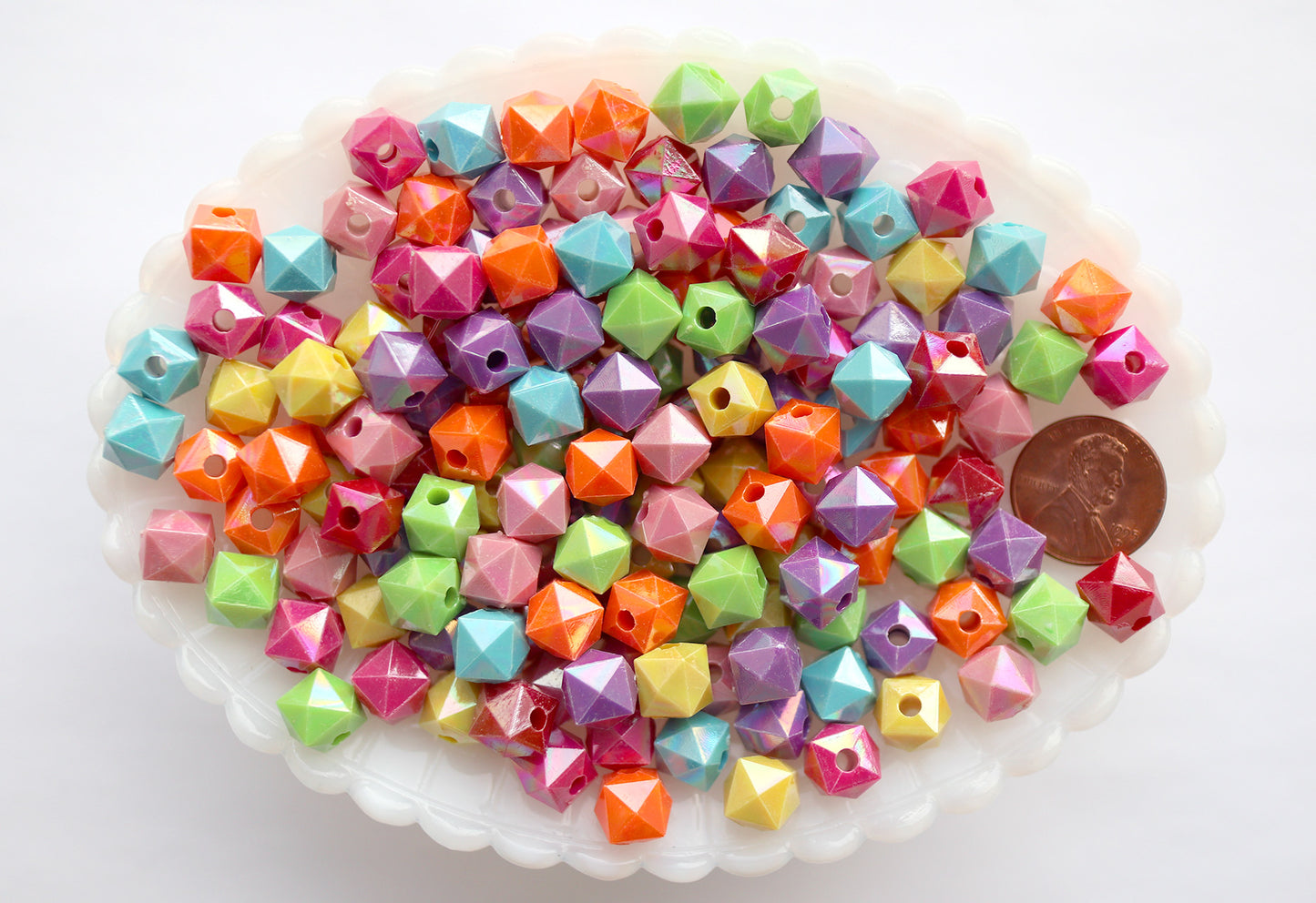 Cube Beads - 10mm Bright Color Faceted AB Cube Acrylic Square Transparent Plastic Beads - 100 pc set