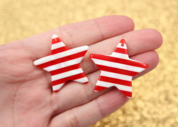 35mm Striped Stars Resin Charms - 6 pc set