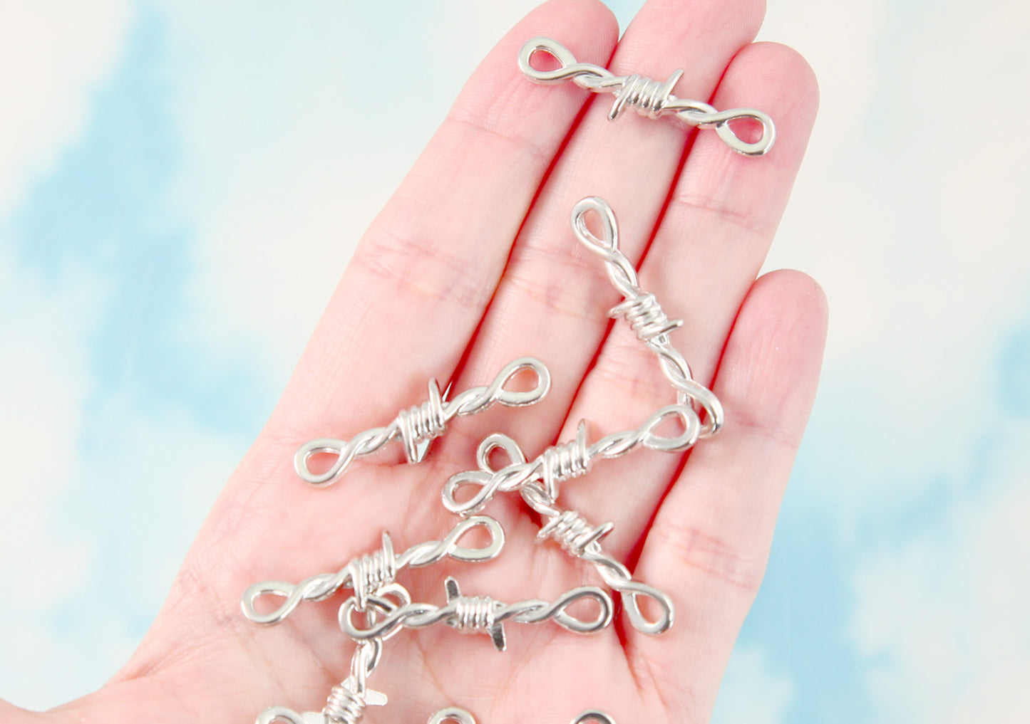 34mm Metal Barbed Wire Charms - 12 pc set - Barb Wire Link Charm - Easily Connect to make a Necklace
