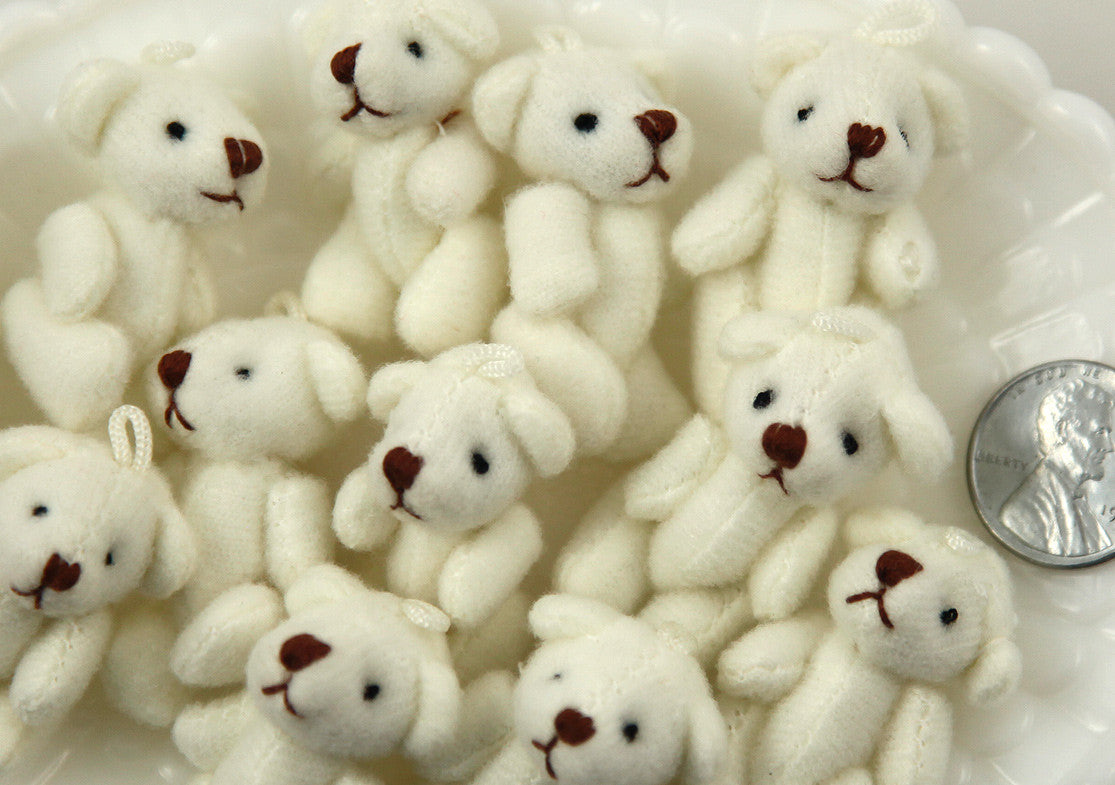28mm Cute Mini Teddy Bear Fuzzy Soft Plush Bears - 3 pc set