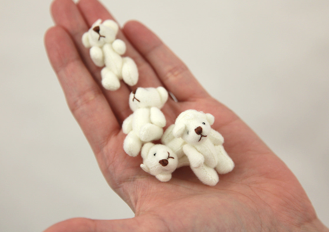 28mm Cute Mini Teddy Bear Fuzzy Soft Plush Bears - 3 pc set