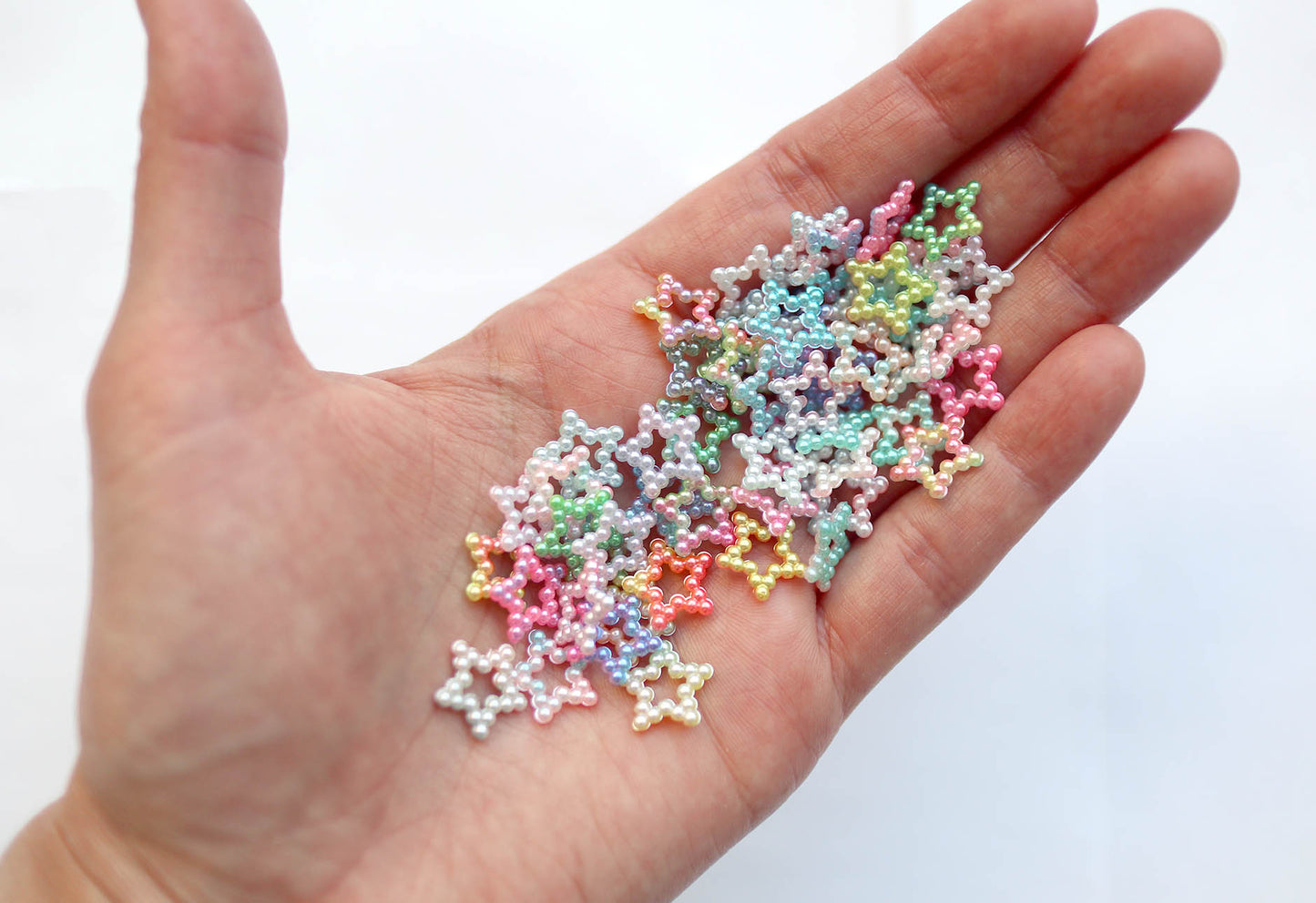 Pastel Star Cabochons - 12mm Small Pearly Pastel Star Flatbacks ABS Plastic Resin or Acrylic Cabochons - 18g (Approx 200 pcs)