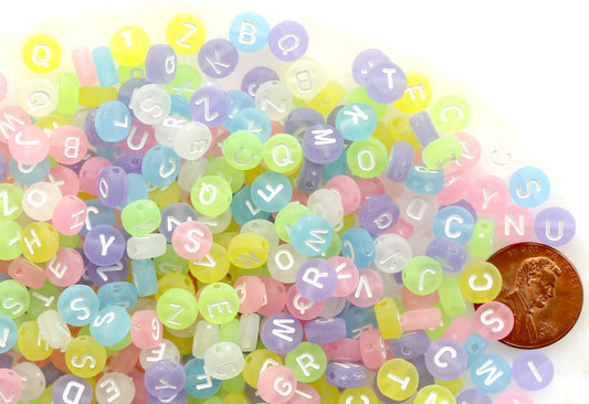 Pastel Letter Beads - 6mm Little Pastel Matte Candy Round Alphabet Acrylic or Resin Beads - 400 pc set