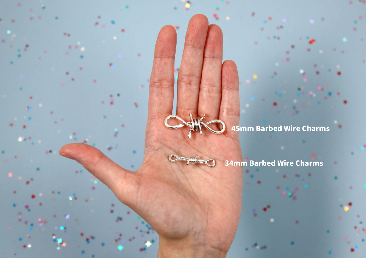 45mm Lg Metal Barbed Wire Charms - 6 pc set - Barb Wire Link Charm - Easily Connect to make a Necklace