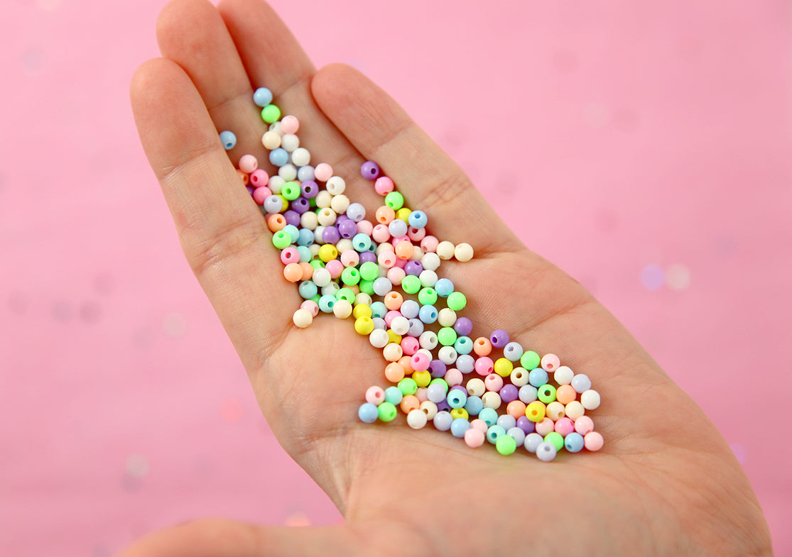 Spacer Beads - 4mm Super Tiny Pastel Plastic or Acrylic Beads - Great as Spacer Beads - 1000 pc set