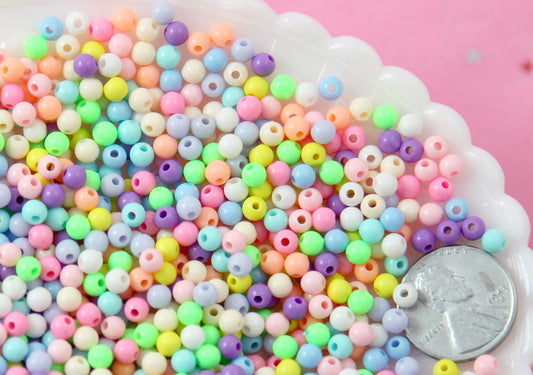 Spacer Beads - 4mm Super Tiny Pastel Plastic or Acrylic Beads - Great as Spacer Beads - 1000 pc set