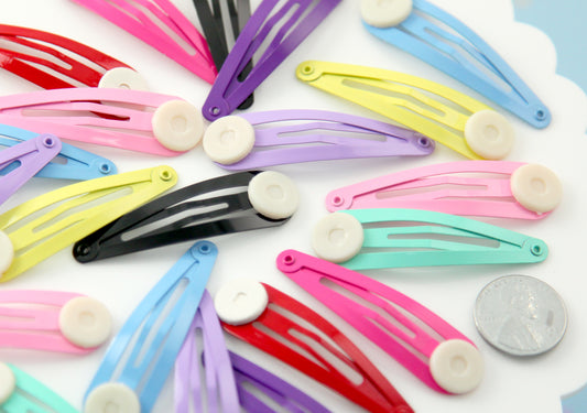Hair Clips - 50mm Mixed Blank Hair Clips with Glue Pad - 18 pc set