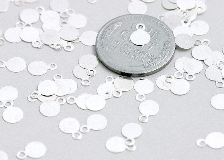 8mm Silver Color Bails or Drop Pads - 200 pc set