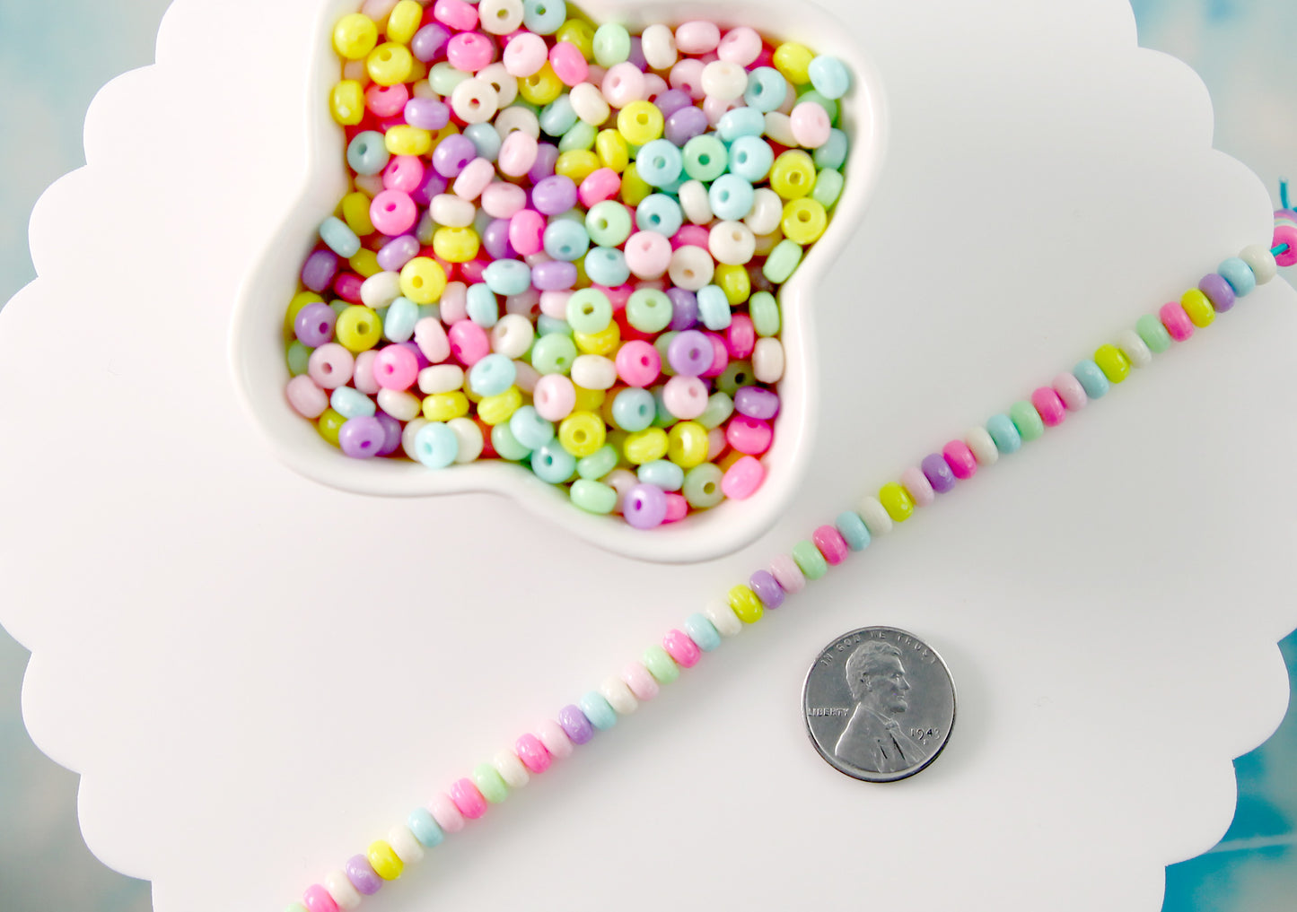 Candy Necklace Beads - 5mm Tiny Candy Color Rondelle Pastel Disc Shaped Faux Candies Acrylic or Plastic Beads - 500 pc set