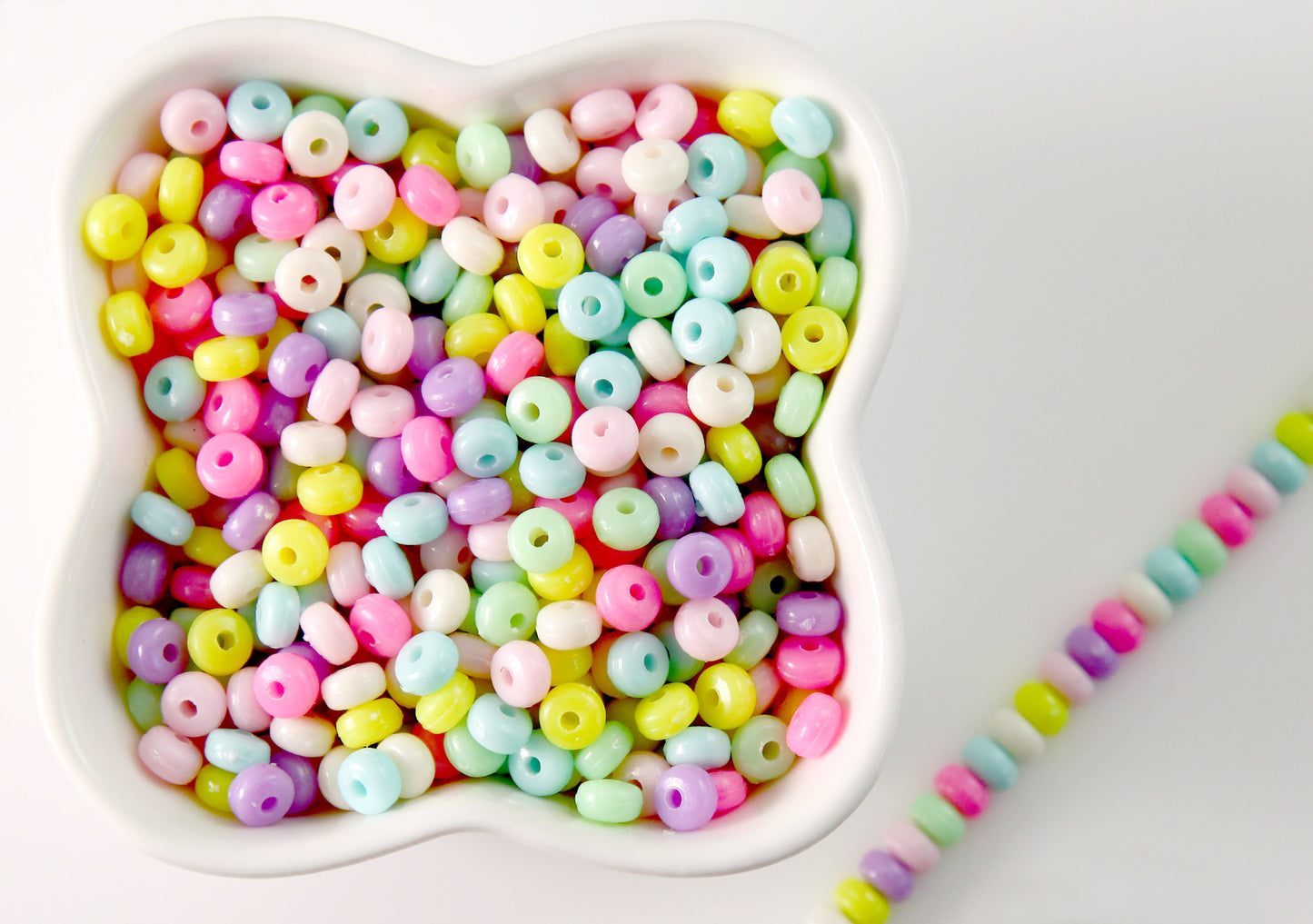 Candy Necklace Beads - 5mm Tiny Candy Color Rondelle Pastel Disc Shaped Faux Candies Acrylic or Plastic Beads - 500 pc set