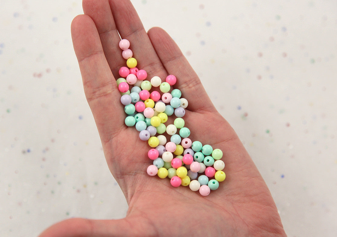 Pastel Beads - 6mm Tiny Beautiful Bright Pastel Small Round Shape Acry –  Delish Beads