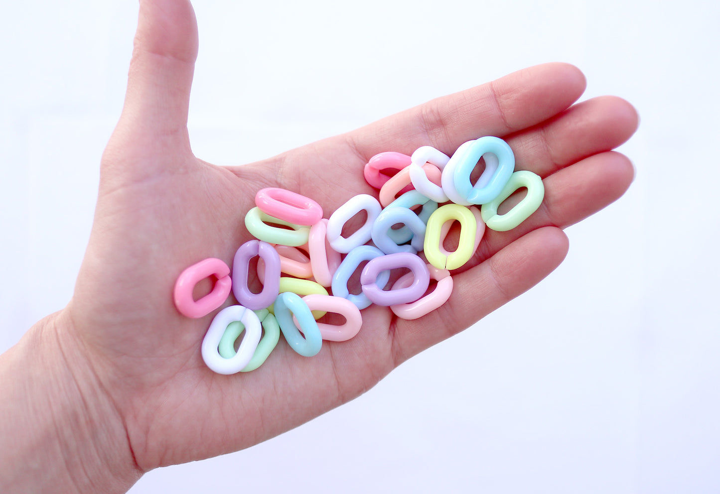 Plastic Chain Links - 20mm Beautiful Bright Pastel Color Plastic or Acrylic Chain Links - Mixed Colors - 100 pc set