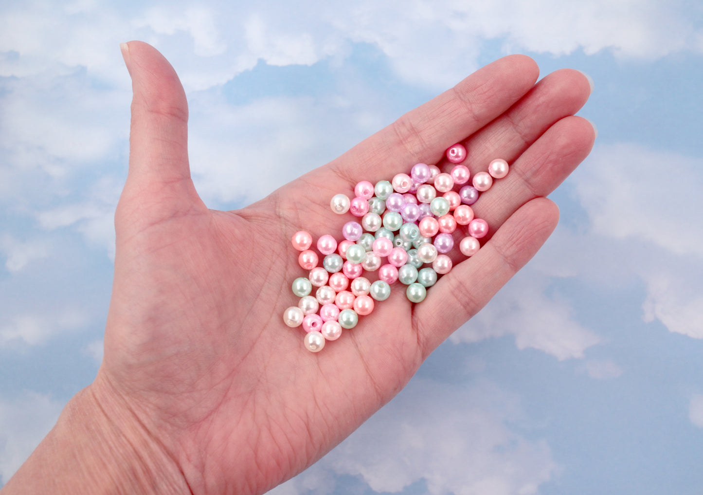 6mm Small Round Pastel Acrylic Pearl Plastic Beads - 500 pc set