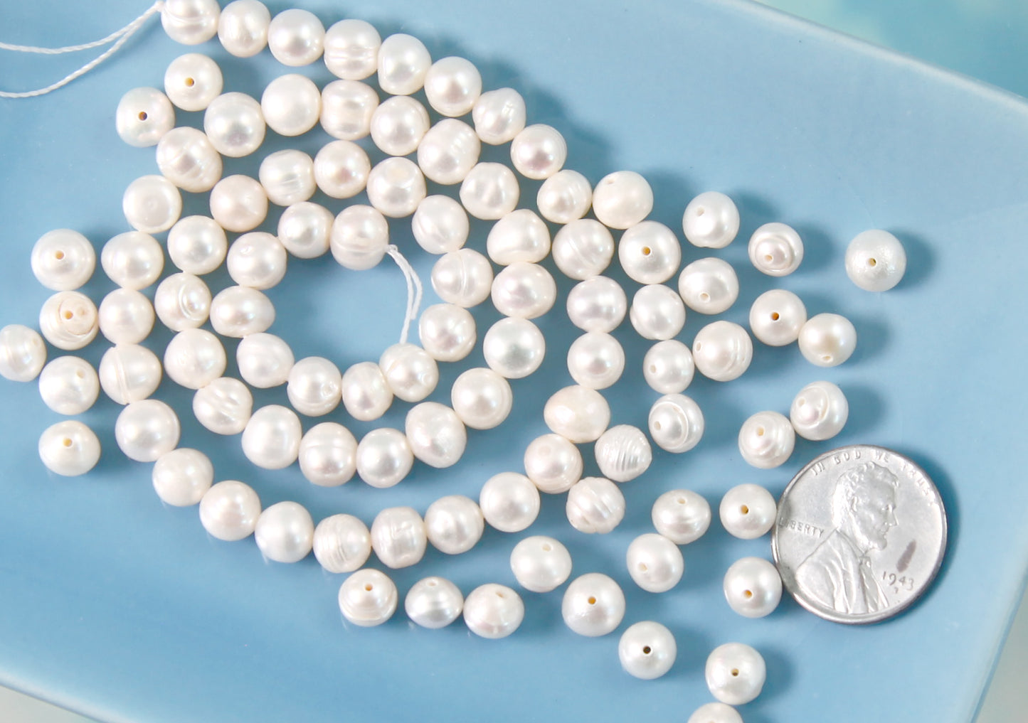Freshwater Pearl Beads - 6mm Real Cultured Pearl Beads Freshwater Pearls Small Potato Nugget Shape - About 65 pc set