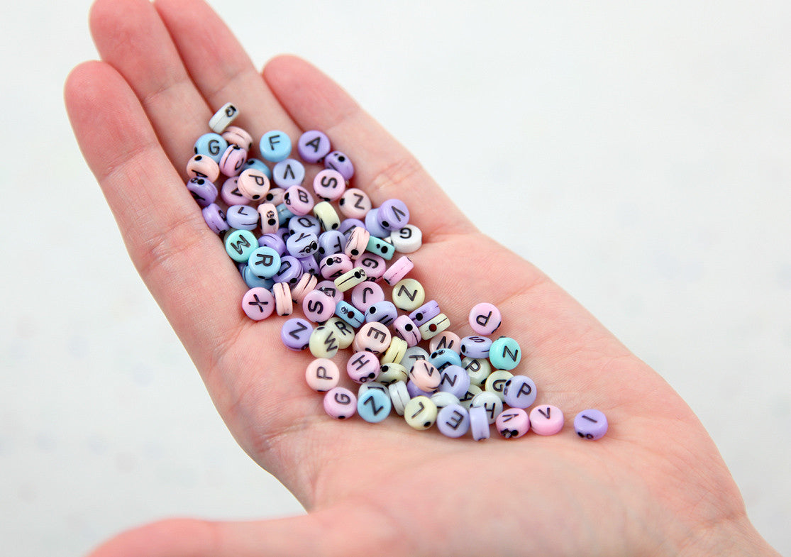 Pastel Letter Beads - 6mm Little Pastel Round Alphabet Acrylic or Resi –  Delish Beads