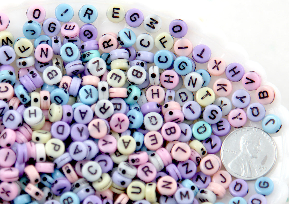 Pastel Letter Beads - 6mm Little Pastel Round Alphabet Acrylic or Resin Beads - 400 pc set