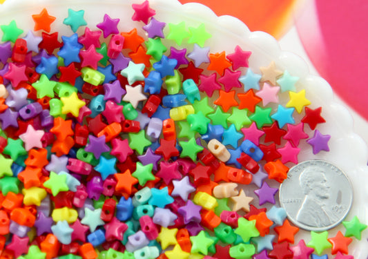 Tiny Star Beads - 6mm Super Tiny Plastic Acrylic or Resin Star Beads - Great as Spacer Beads - 500 pc set