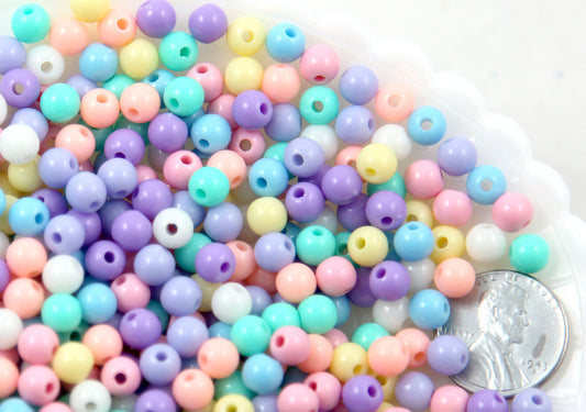 Pastel Beads - 6mm Small Pastel Gumball Bubblegum Plastic Acrylic or Resin Beads - 500 pc set