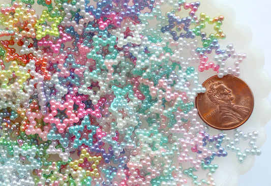 Pastel Star Cabochons - 12mm Small Pearly Pastel Star Flatbacks ABS Plastic Resin or Acrylic Cabochons - 18g (Approx 200 pcs)